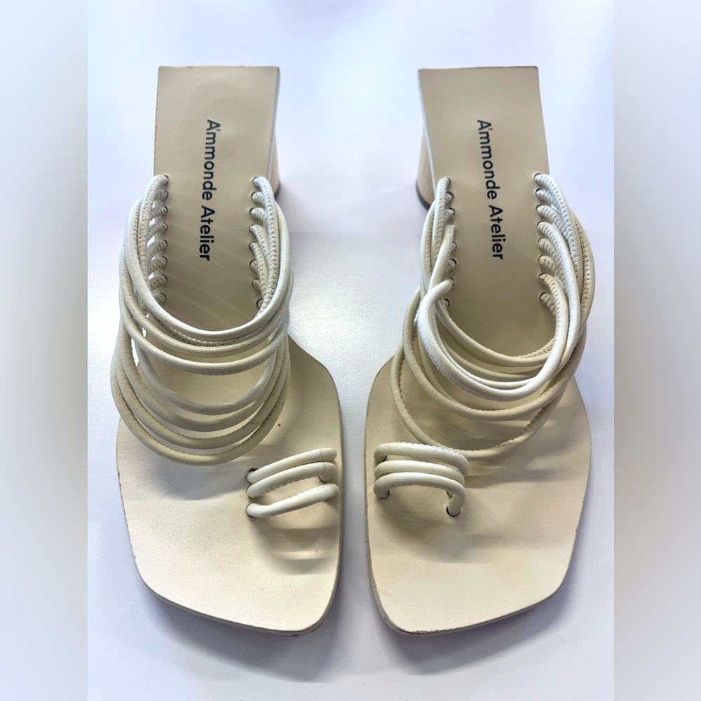 Revolve A’mmonde Atelier Ivory Alessandra Block Heel Sandal‎ Women’s size 8 - Picture 8 of 13